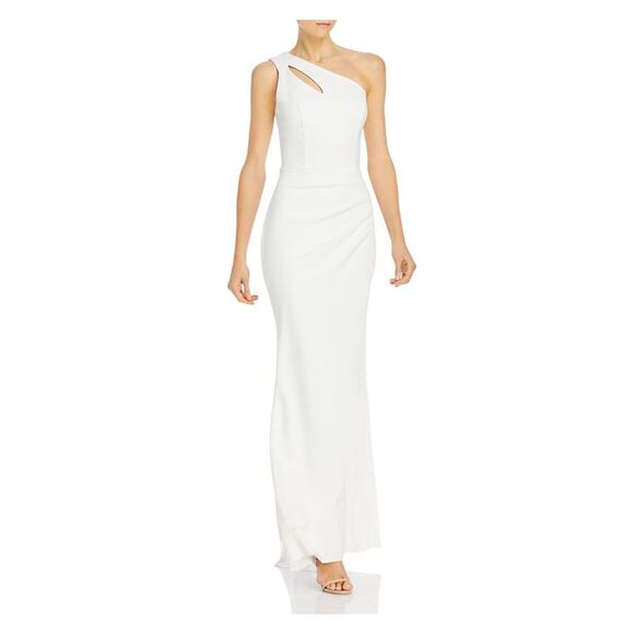NWT AQUA FORMAL Womens White Sleeveless Full-Length Evening Gown Dress 0 - Picture 1 of 3